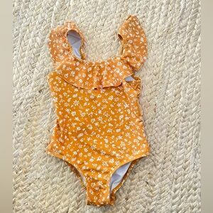 Zara Kids Orange Floral Swimsuit